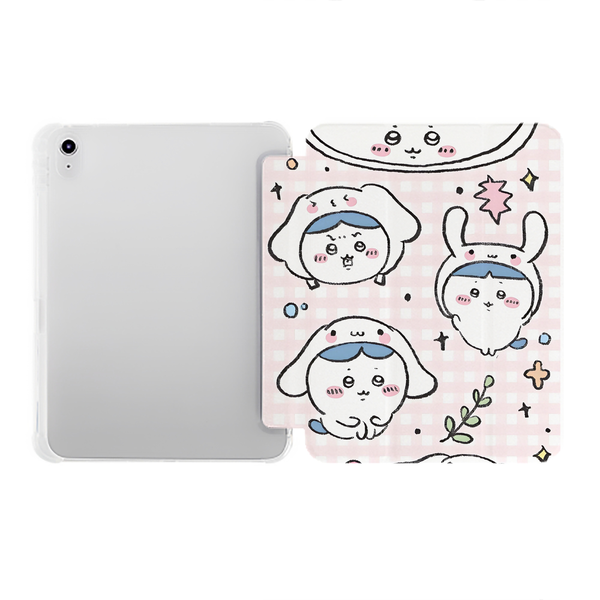 （画像用） ちいかわ Chii-kawa IPad ケース ペン収納付き 三つ折りスタンド PUレザー×シリコン 対応機種9.5/10.5/10.9インチ